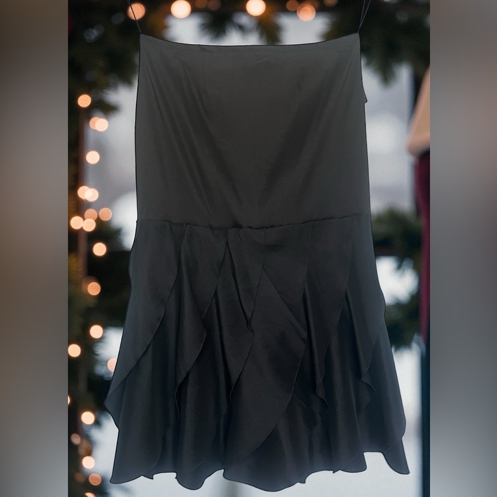 R&M Richards Maxi Skirt 16W Black Coquette Cascading Ruffle Evening Glam Vtg